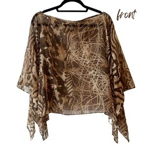 Chico's 100% Silk Poncho with Gold Sparkle - Size O/S